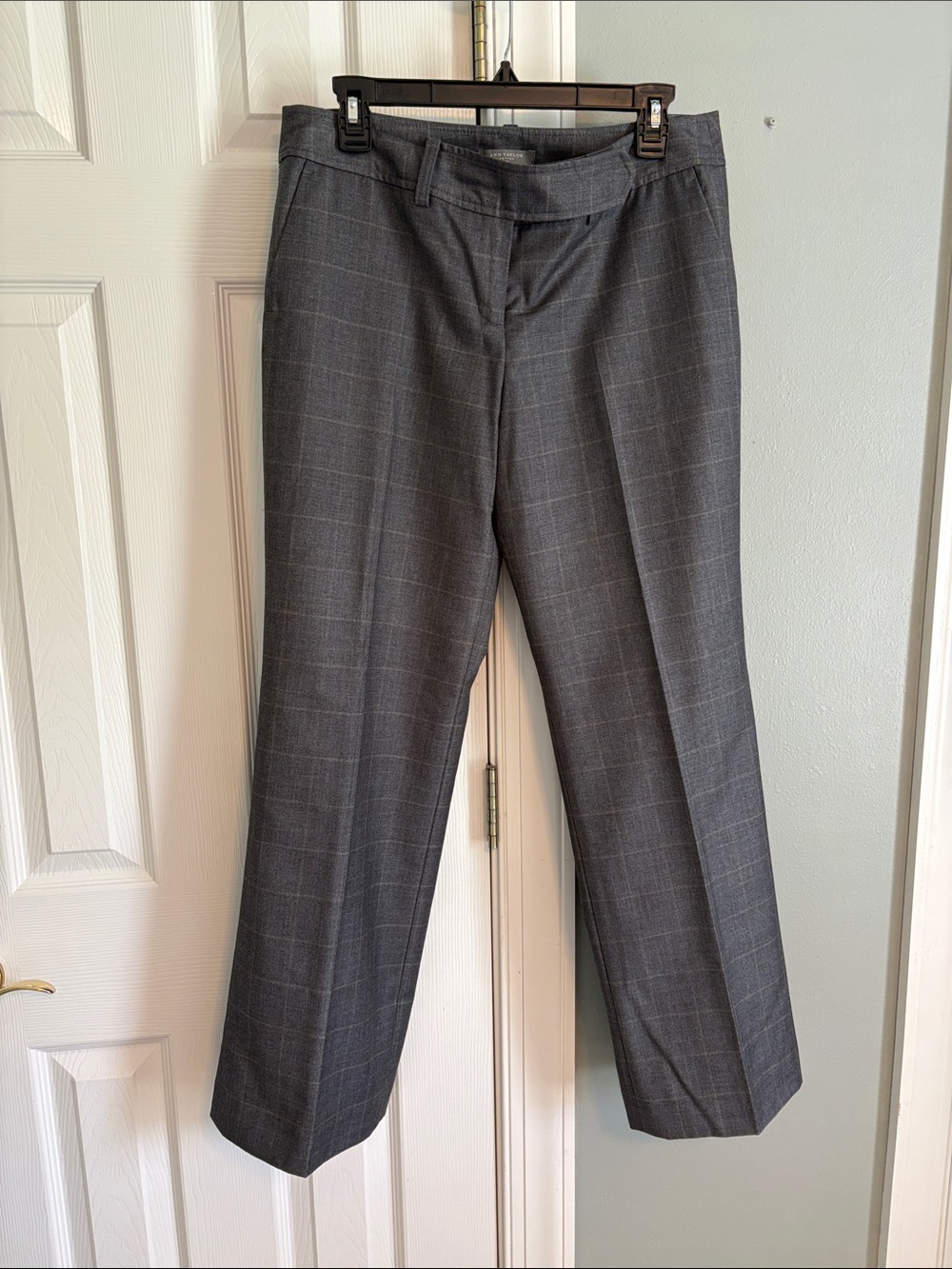 Women’s Gray Windowpane Dress Pants - Classic Tailored Style